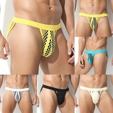 Mens Mesh See-through Pouch G-string Briefs Underwear T-back Thong Underpants