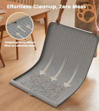 Cat Litter Mat 36X24" Silicone Litter Box Mat with Raised Edge and Diversion