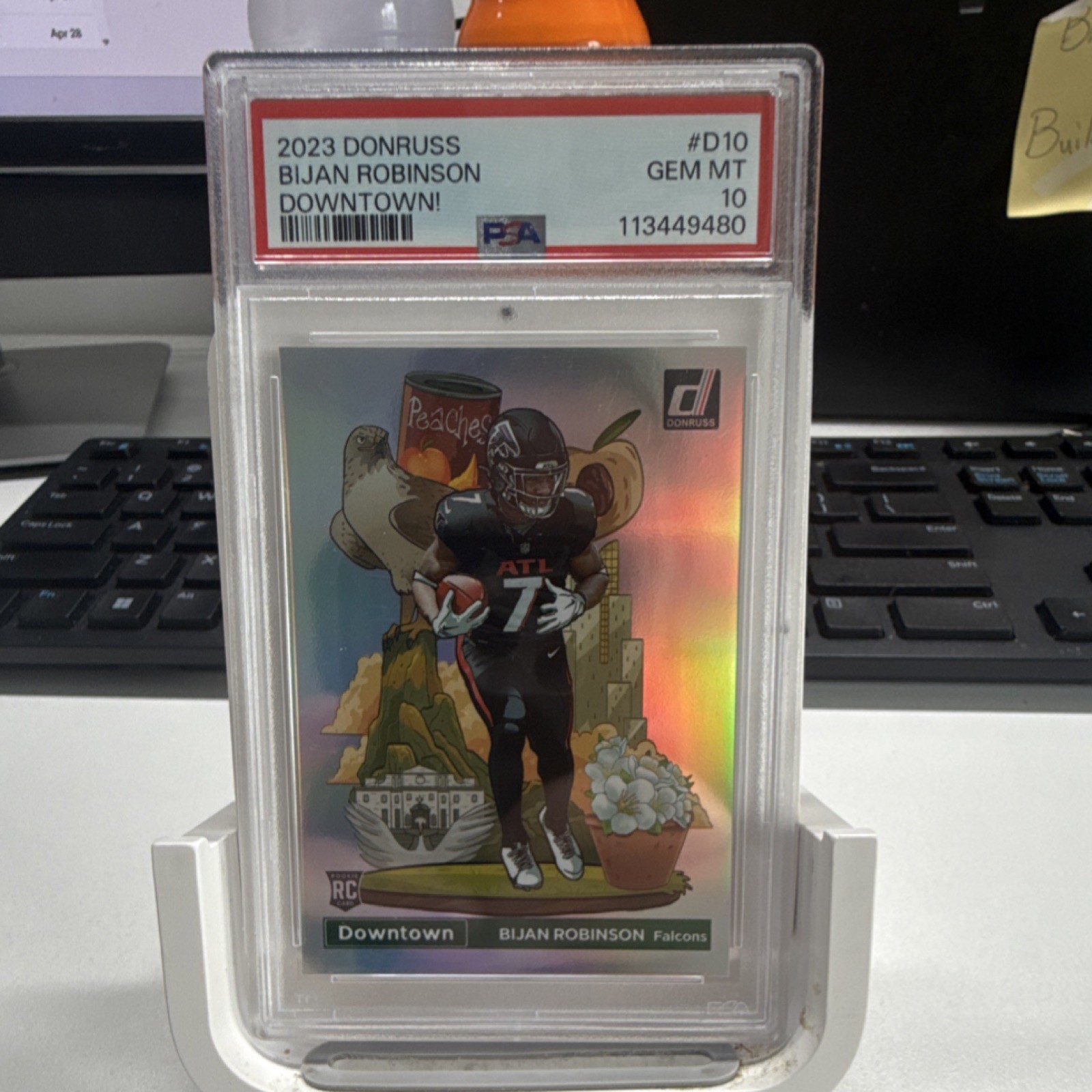 2023 Panini Donruss Bijan Robinson Downtown D-10 PSA 10 Atlanta Falcons Rookie