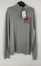 Chaps Men's Gray Heather Flag Quarter Zip Cotton Sweater NWT Sz 2XL