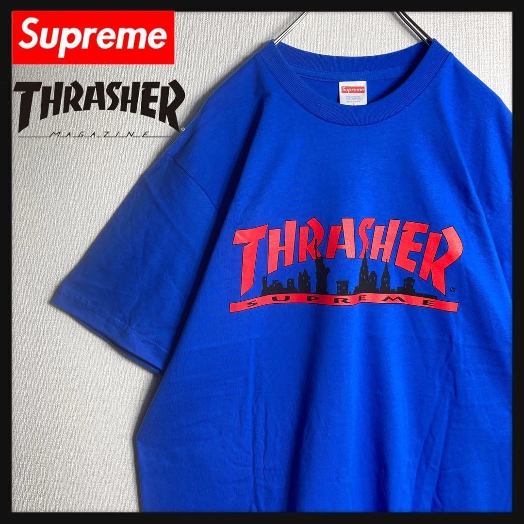 T shirt Supreme Homme L Thrasher Collaboration Grand Logo Iconic Streetwear Rare LTD