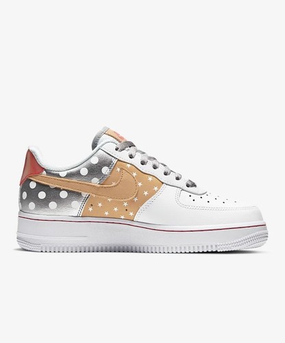 Nike Air Force 1 White Stars Gold Silver CT3437-100