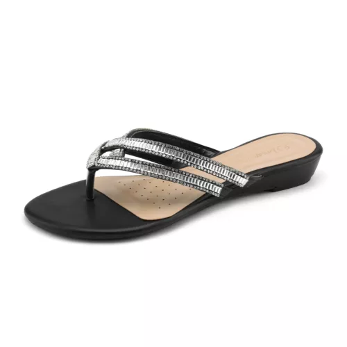 Women Rhinestone Flats Sandals Flip Flops Thong Open Toe Beach Summer Slippers - Picture 2 of 10