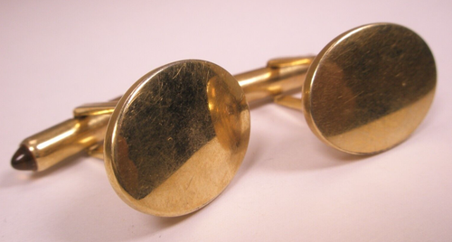 Engrave Ready Gold Plated Quality Vintage KREMENTZ Cuff Links simple plain - Picture 5 of 8
