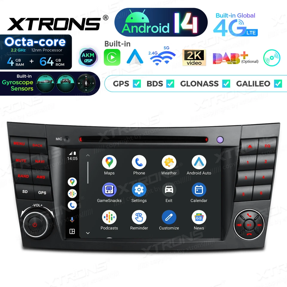 For Mercedes-Benz W211 W219 E350 GPS Car Radio CD DVD Player Stereo Android 14 - Image 4 of 4