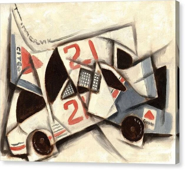 Arte de pared de carreras de coches de cubismo 20x16 decoración deportiva stock coche de carreras regalo para aficionados Foto 2 de 2