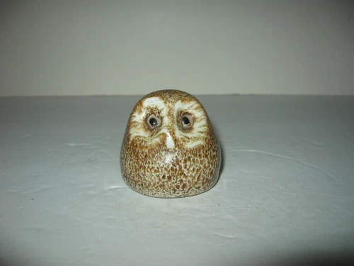 Vintage PIGEON FORGE POTTERY Brown Speckled  Owl Doug Ferguson Wildlife Figurine