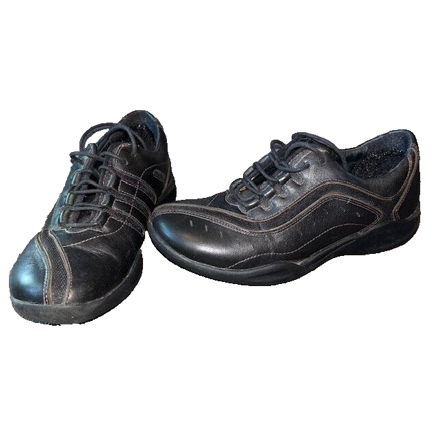 Clarks Black Leather Sneaker Walking Shoe Womens 7N Lace Up Casual Work  Comfort