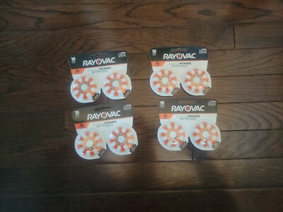 Rayovac Size 13-16 Long Lasting Hearing Aid Batteries 16 Pack X 4 =64 Batteries 