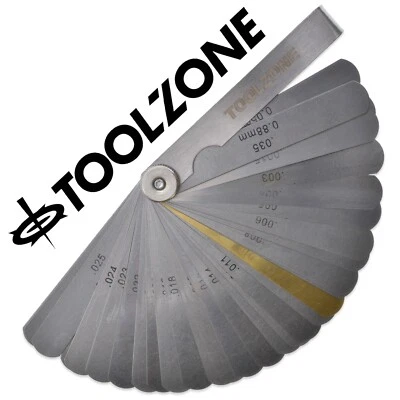TOOLZONE 32 BLADE FEELER GAUGE Metric/Imperial Spark Plug Gap Thickness Measuring Tool