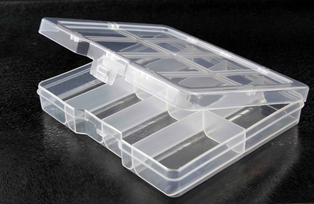 Small Clear Plastic 8 Compartment Storage Box with Lid for beading