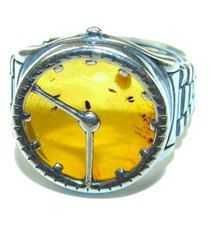 Baltic Amber Ring 925 Sterling Silver Handmade Adjustable size: 7