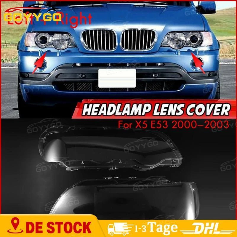 2x L+R Headlight Glass Lens Diffuser Lens Cover For BMW X5 E53 2000-2003 - Image 2 of 4