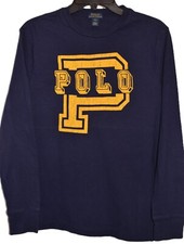 Polo Ralph Lauren T-Shirt Boys Size L Large Blue Yellow Long Sleeve Pullover