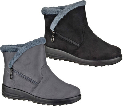 Ladies Cushion Walk Ankle High Fur Lined Warm Winter Flat