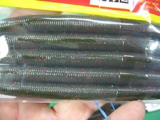 Big Bite Baits 5" Trick Stick Soft Plastic Fishing Worms Black / Red Flakes