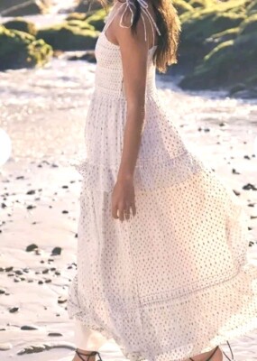 New SALTWATER LUXE Elliot Midi Tank Wrap Dress Size Small NWT White Shimmer  Trim | eBay