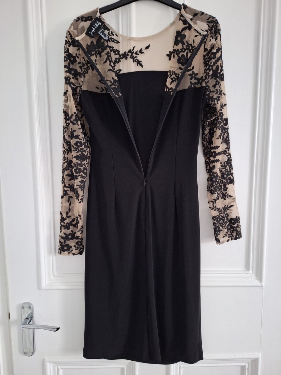 Joseph Ribkoff Elegant Silky Smooth Mesh Embroidered Sheath Dress