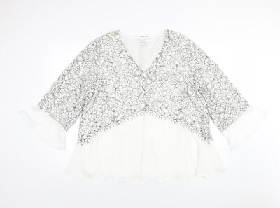 Together Damen weiße Polyester Basic Bluse Größe 18 V-Ausschnitt