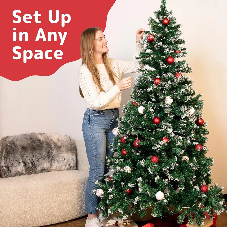 Pop Up Christmas Tree - 1.8M 6FT Artificial Fir | Metal Stand | Green w/Snow Tip - Image 4 of 4
