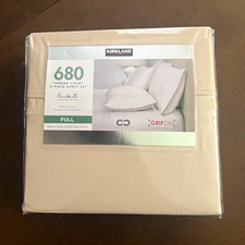 Kirkland 680 Thread Count Pima Cotton Crease Control Sheet Set Full Beige