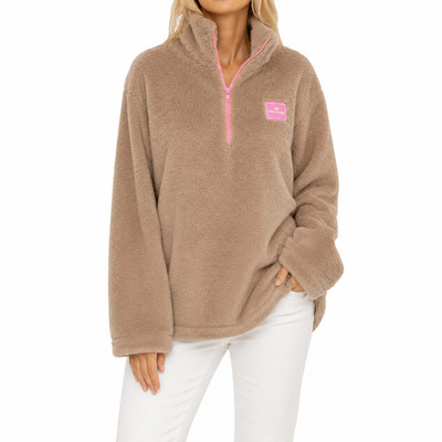 Zwillingsherz Damen Pullover Fake Fur Troyer Teddy Reißverschluss S-2XL (7109)