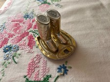 Vintage Gold Tone Cowboy Boots Salt Pepper Shakers Japan 1.5"x1.75" Unused