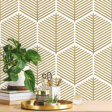 Gold Peel and Stick Wallpaper Boho Modern Gold and White Contact Paper Removable