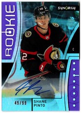 2021-22 Upper Deck Synergy Rookie Purple Auto SHANE PINTO 84 #/99 Senators UD RC