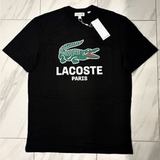 Camiseta Lacoste Hombre Big Croc Negra Verde Blanca Nueva