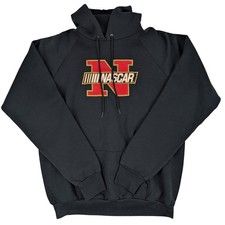 VTG 90s Nascar Racing Logo Black Pullover Hoodie Sweatshirt XXL 2XL USA Made