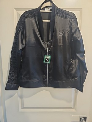 Puma Womens Satin Zip Front Jacket Sleeve Detail XL NWT