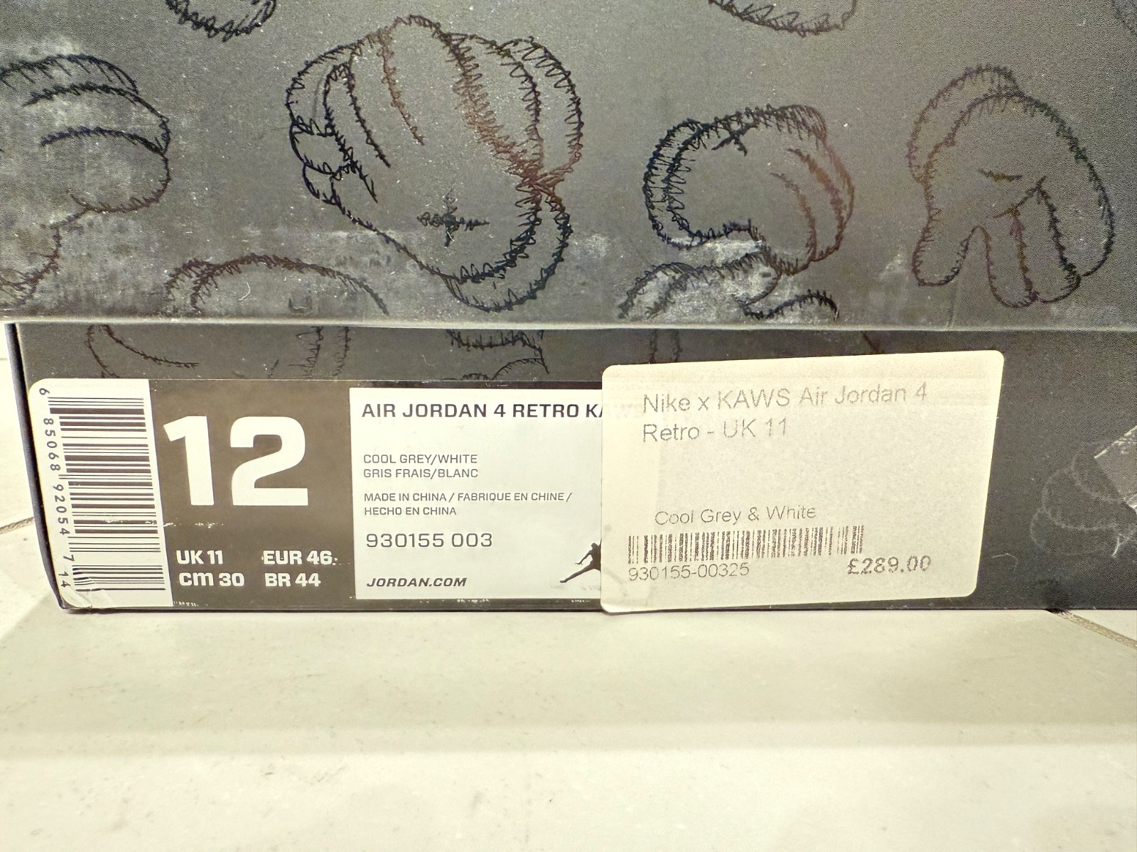 NIKE AIR JORDAN RETRO IV 4 KAWS COOL GREY 12 image 3