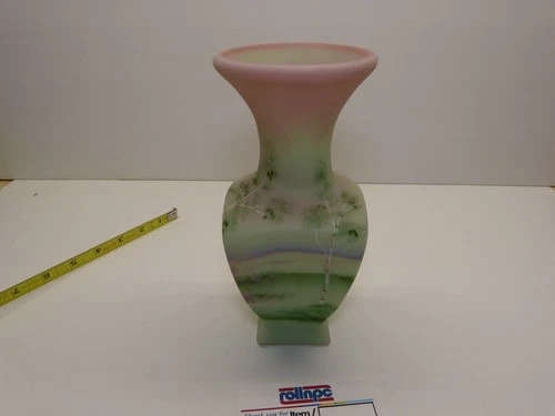 Vintage Fenton Hand Painted Vase Presidents' Collection 1905-2005 C. Riggs #395