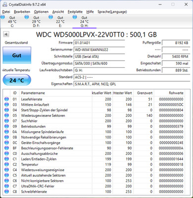 Western Digital Blue 500GB, SATA III, 2,5 Zoll Interne Festplatte (WD5000LPVX)