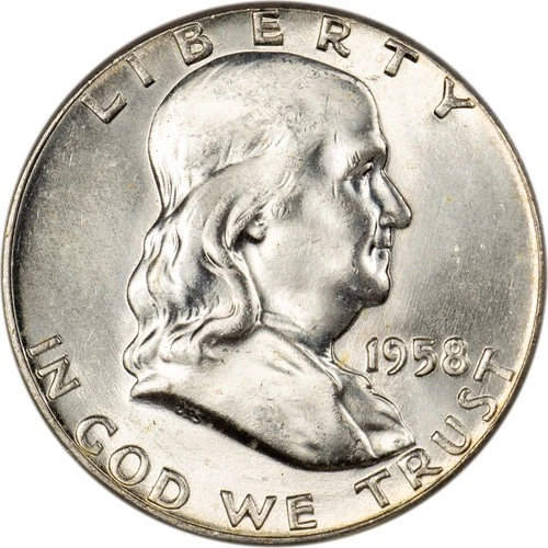 1958 Franklin Half Dollar - FBL - Blast White - Brilliantly Uncirculated!