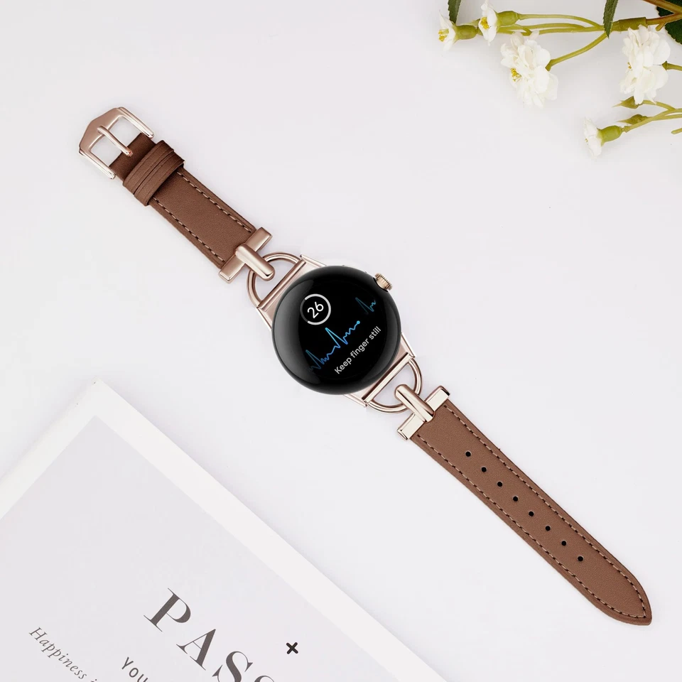 Correa de cuero Apawband en forma de D para reloj Google Pixel 4/3/2/1 41 mm - negra Foto 2 de 4