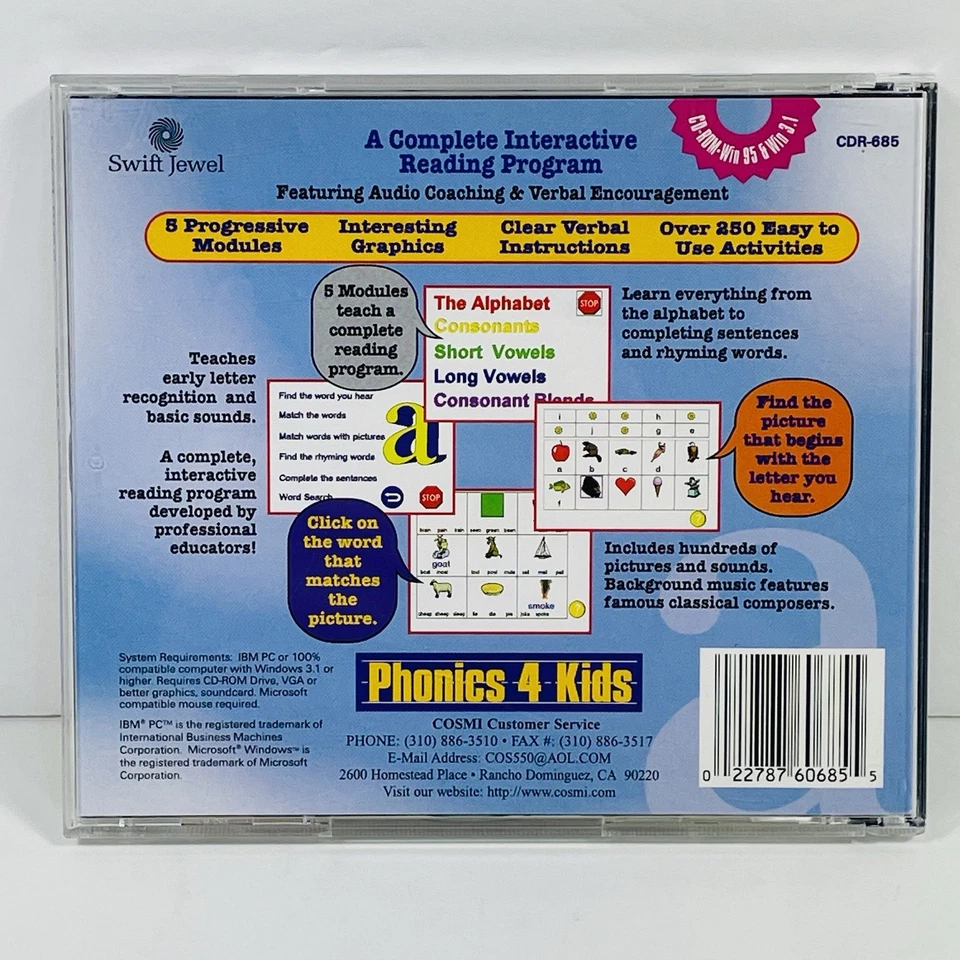Phonics 4 Kids 1998 CD-ROM Software For Windows - Image 4 of 4