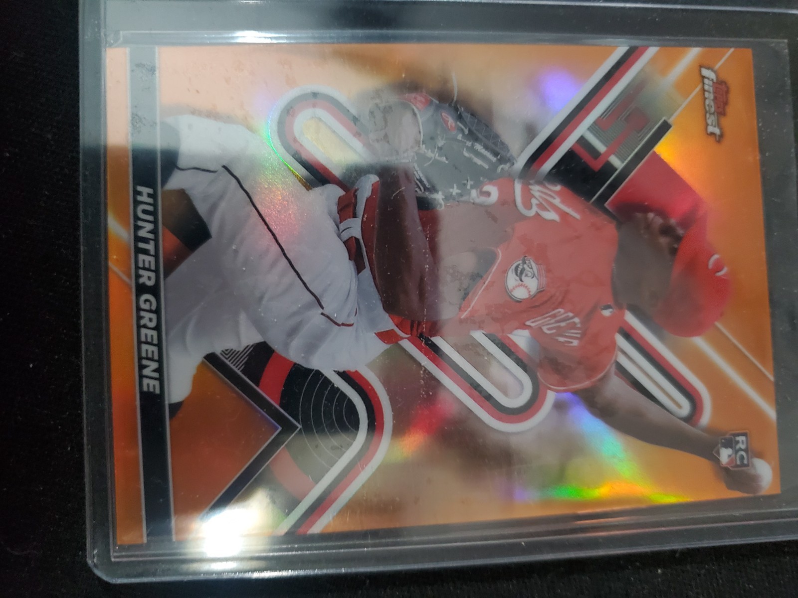 2022 Topps Finest - Hunter Greene #69 Orange Refractor /25 (RC)