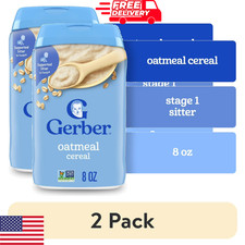 Gerber Stage 1 Baby Oatmeal Cereal Infant Food 8 oz 2 Pack Whole Grain