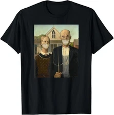 Americana Wearing Masks Famous Painting Wear a Mask T-Shirt