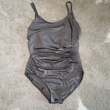 Calvin Klein Women's One Piece Swimsuit Size 12 Brown Flattering Side Scrunch