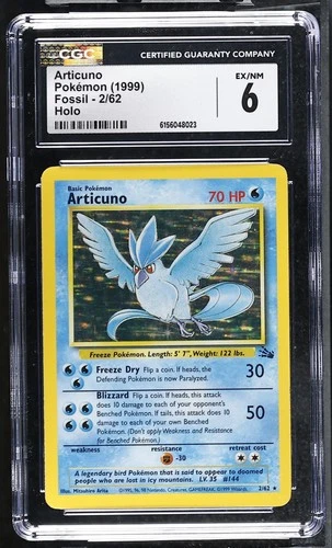 1999 Pokemon Fossil Articuno Holo Rare Unlimited 2/62 CGC 6