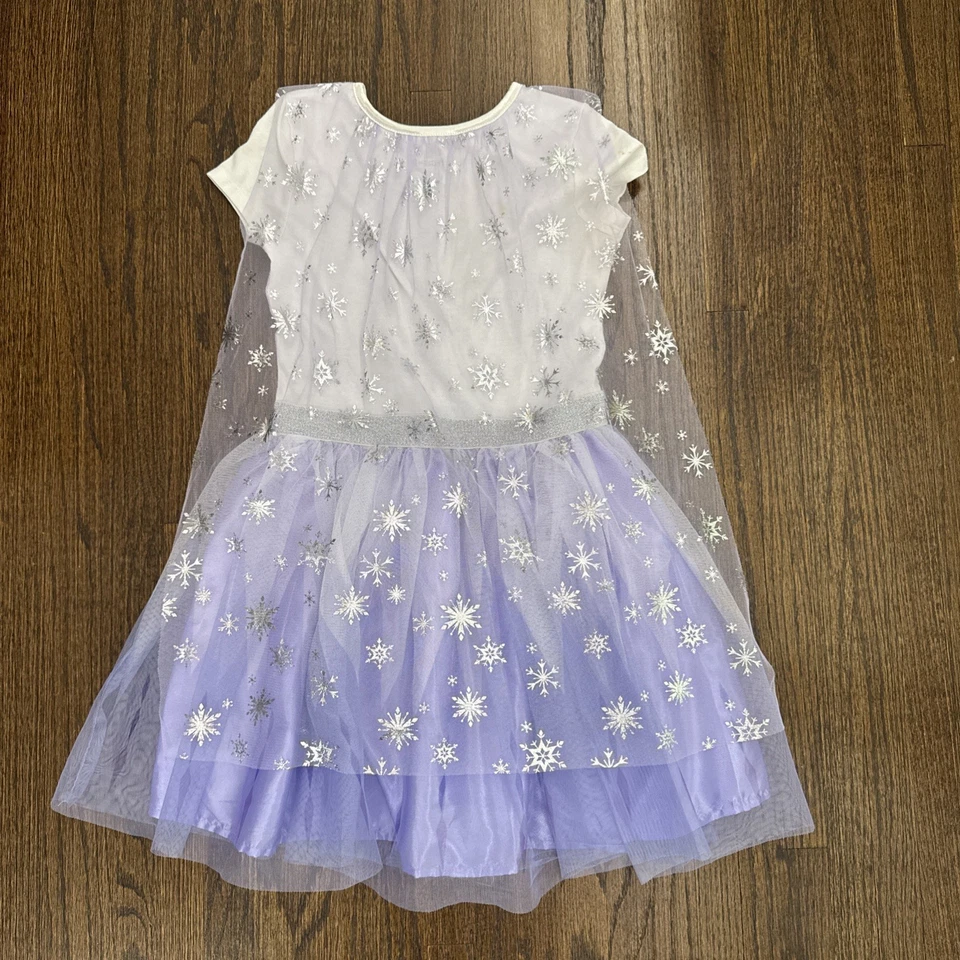 Disney Frozen II Elsa White & Purple Tulle Dress with Cape Size 7/8 years old - Image 3 of 4