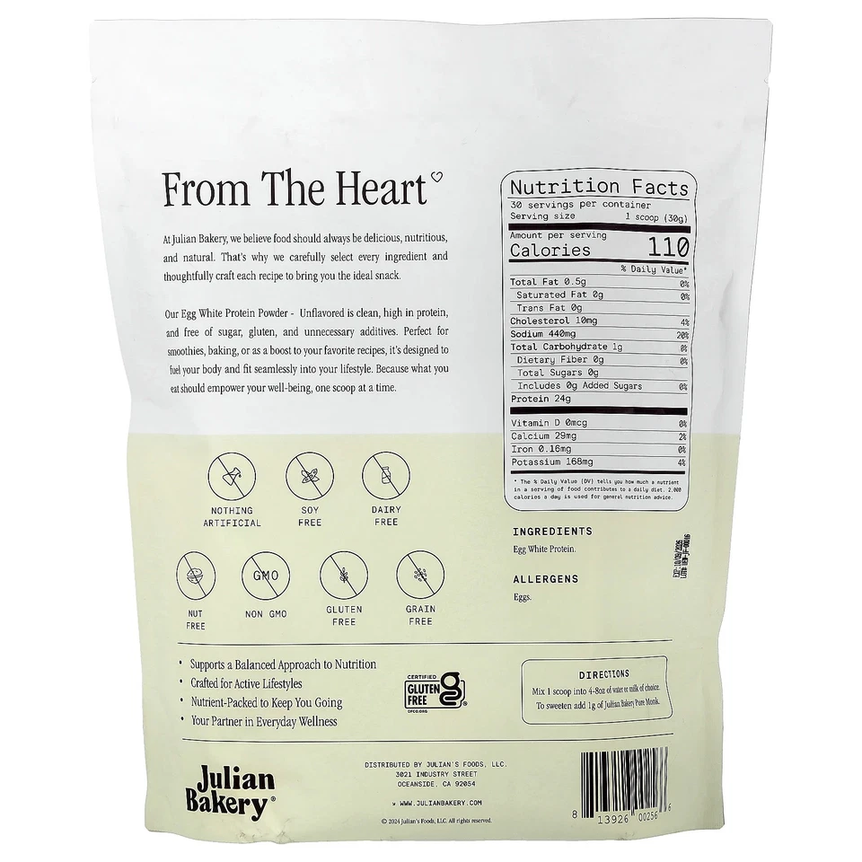 Egg White Protein Powder, Unflavored, 2.01 lbs (907 g) - Image 2 of 2