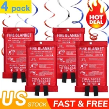 4 PACK FIRE BLANKET Fiberglass Hero Emergency Home Retardant Prepared 39''x39''"