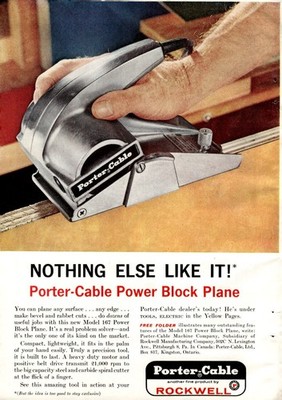 1962 VTG Porter Cable Power Block Plane Rockwell & chesterfield smokes 6x9