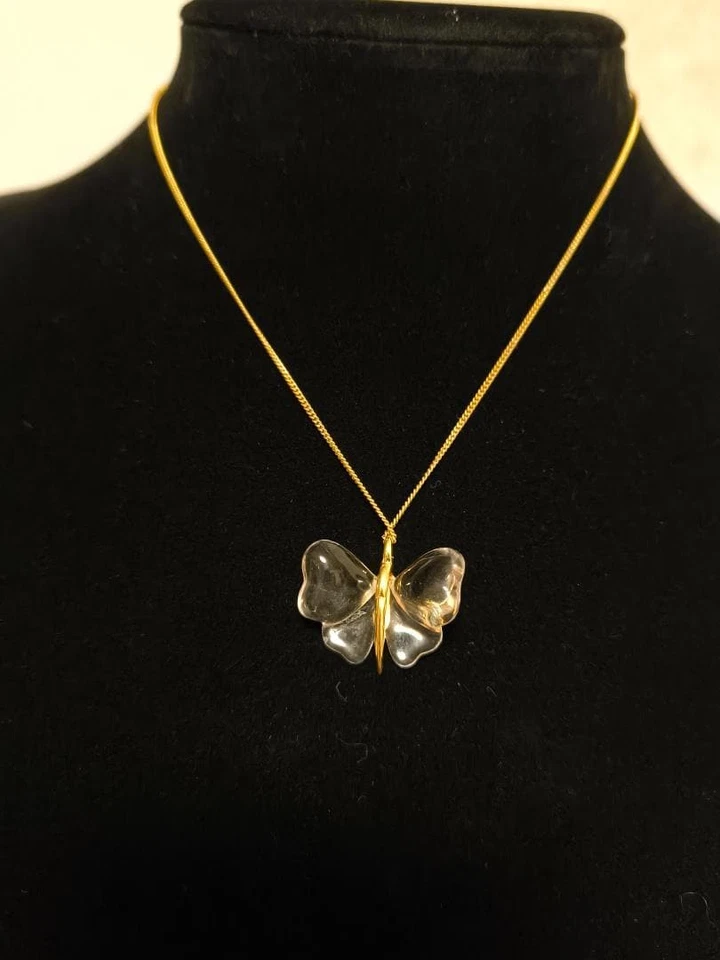 Lalique Butterfly Crystal Necklace Pendant Fashion Accessories elegant C885 - Image 2 of 4