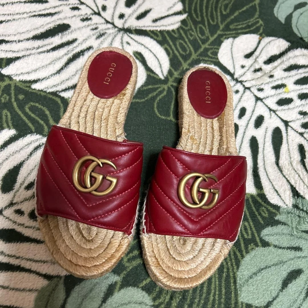 GUCCI GGマーモント エスパドリーユ サンダル レッド GUCCI GGマーモント エスパドリーユ サンダル レッド GUCCI GG