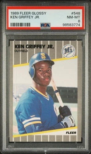 1989 Fleer Glossy #548 Ken Griffey Jr. RC Rookie PSA 8 New Label
